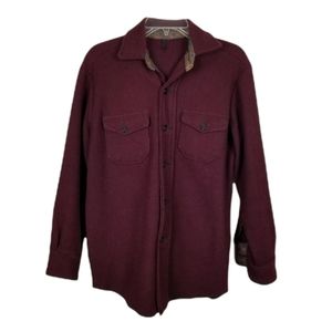 Vintage Thick Wool Button Front Shacket Shirt Jacket Maroon Men's S/M No Sz Tags